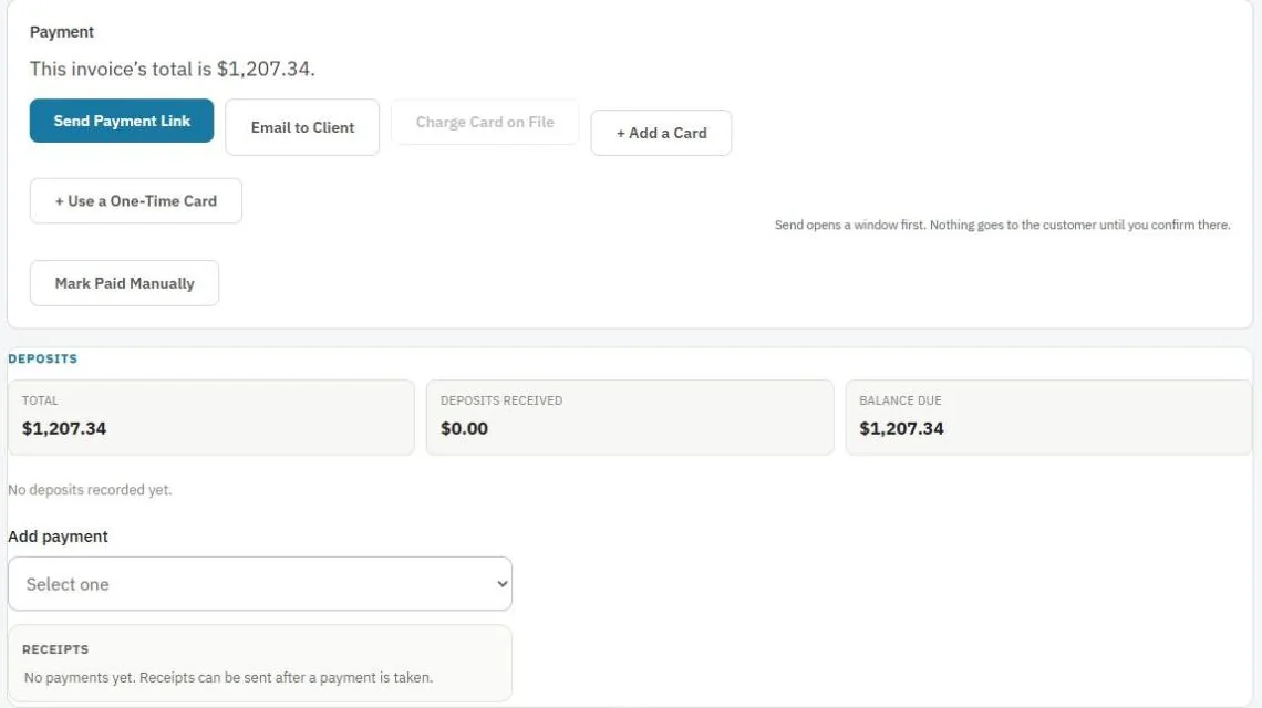 Payment options on an invoice