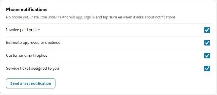 Phone notifications in Settings